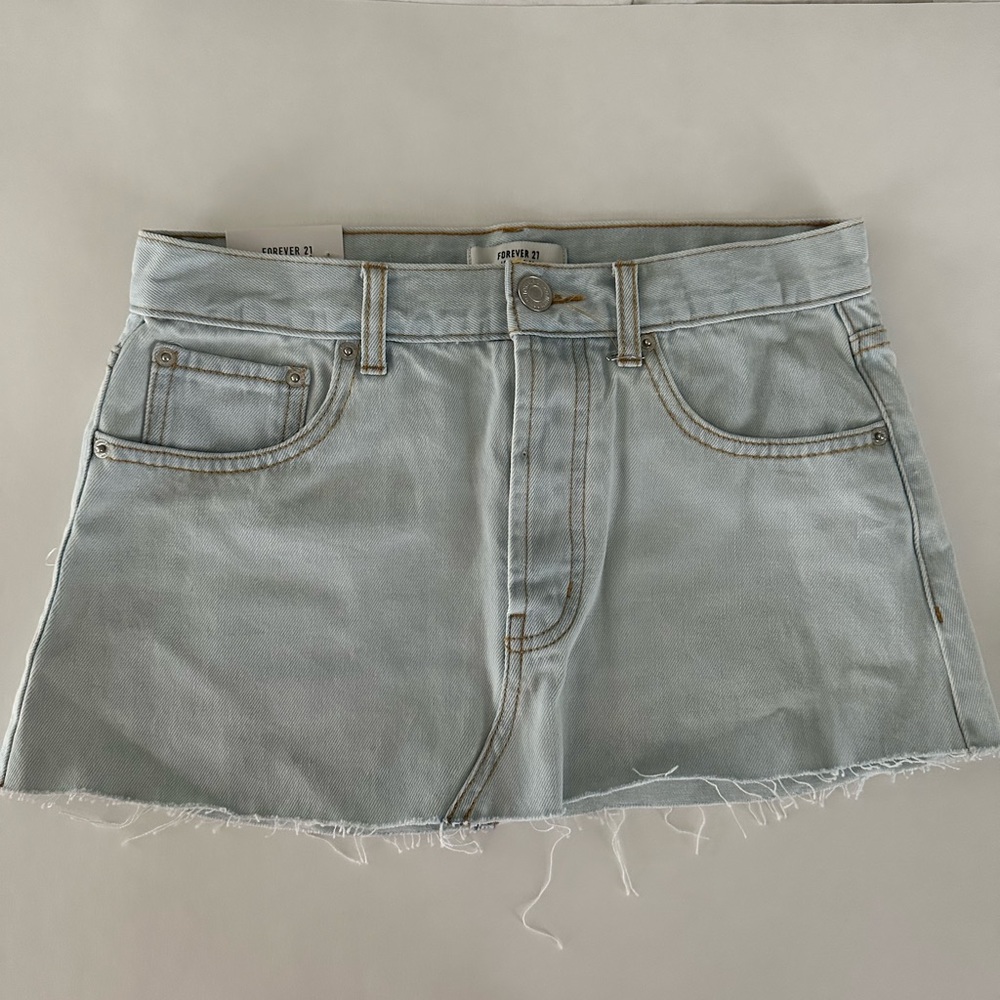 Light denim mini skirt
